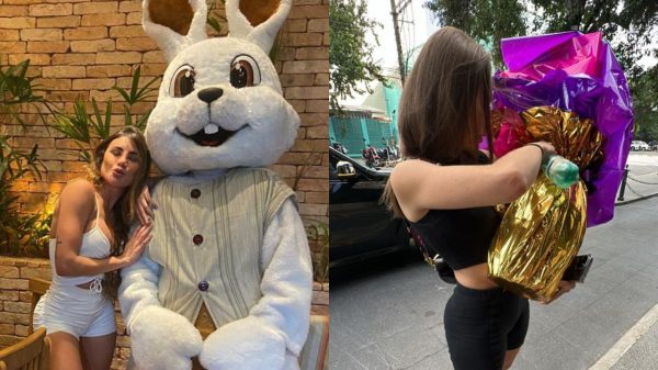 Ex-bailarina do Faustão Natacha Horana ganha ovo de Páscoa caríssimo de admirador secreto