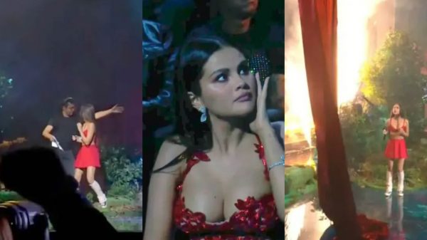 Selena Gomez viraliza reagindo ao show desastroso com queda de cenário