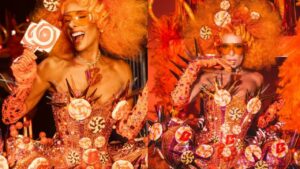 Adriane Galisteu se inspira em jogo para fantasia com 2 mil pirulitos para o Baile da Vogue