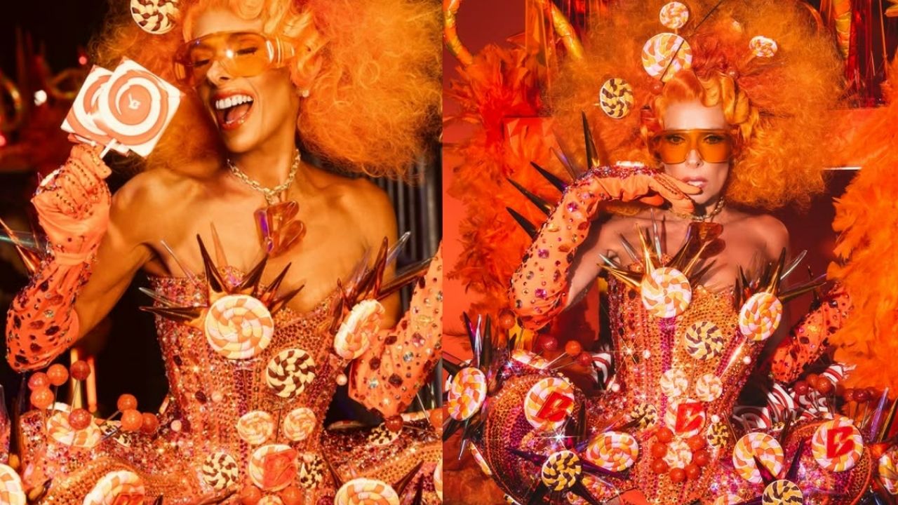 Adriane Galisteu se inspira em jogo para fantasia com 2 mil pirulitos para o Baile da Vogue