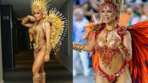 Lexa se emociona ao assistir o desfile da Unidos da Tijuca de casa