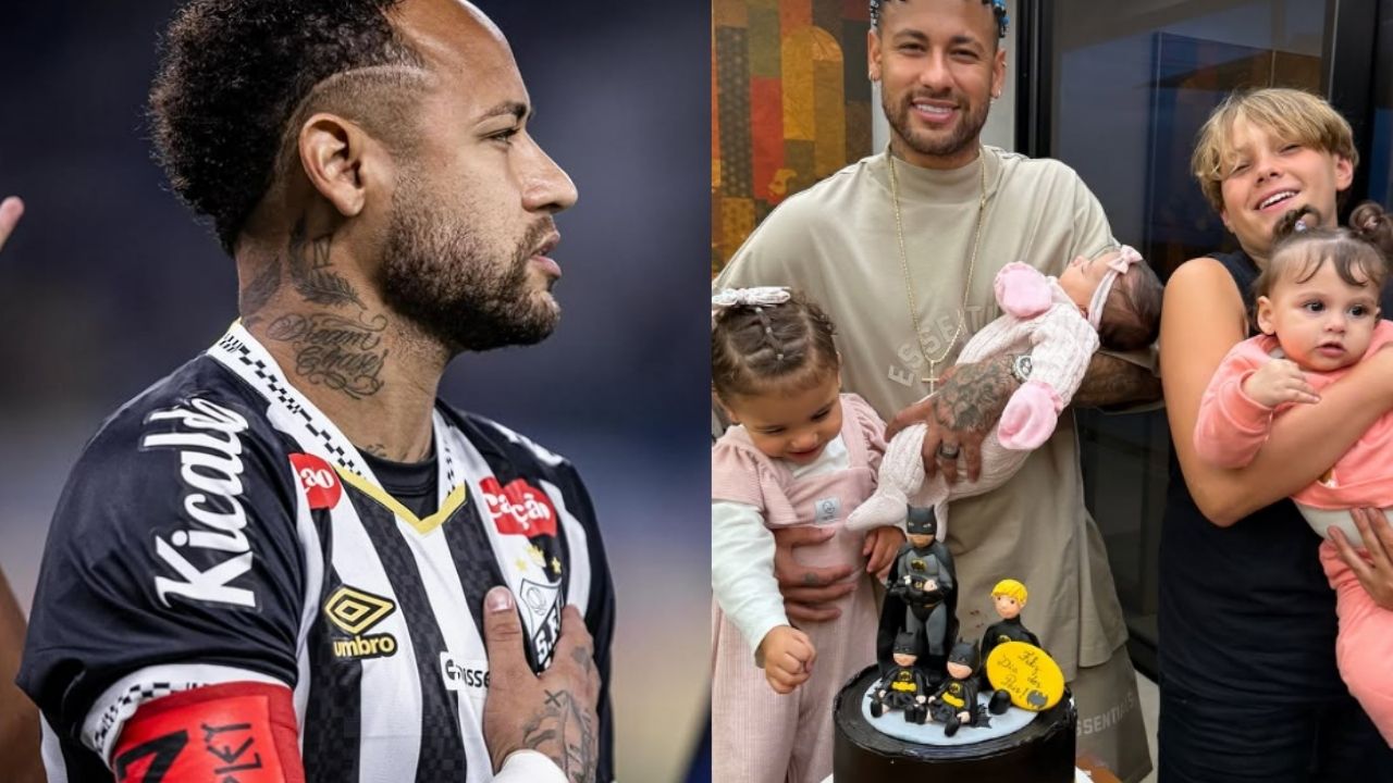 No Dia dos Pais, Neymar aparece em foto com os quatro filhos