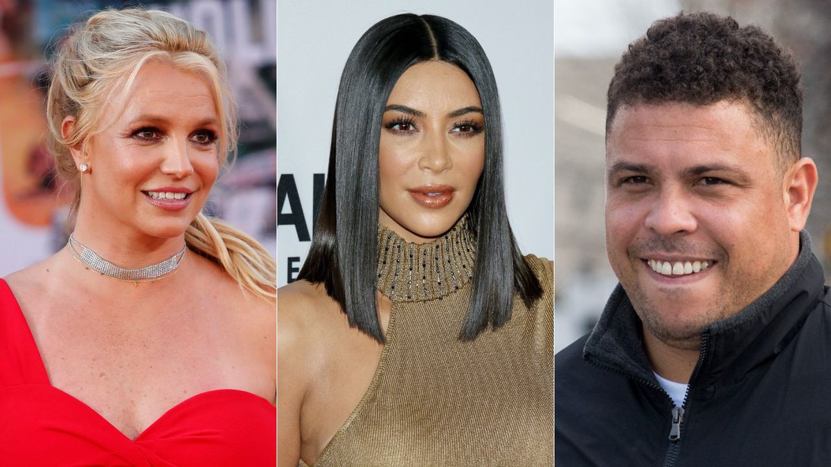 Kim Kardashian, Britney Spears e Ronaldo Fenômeno são algumas celebridades que marcam a lista