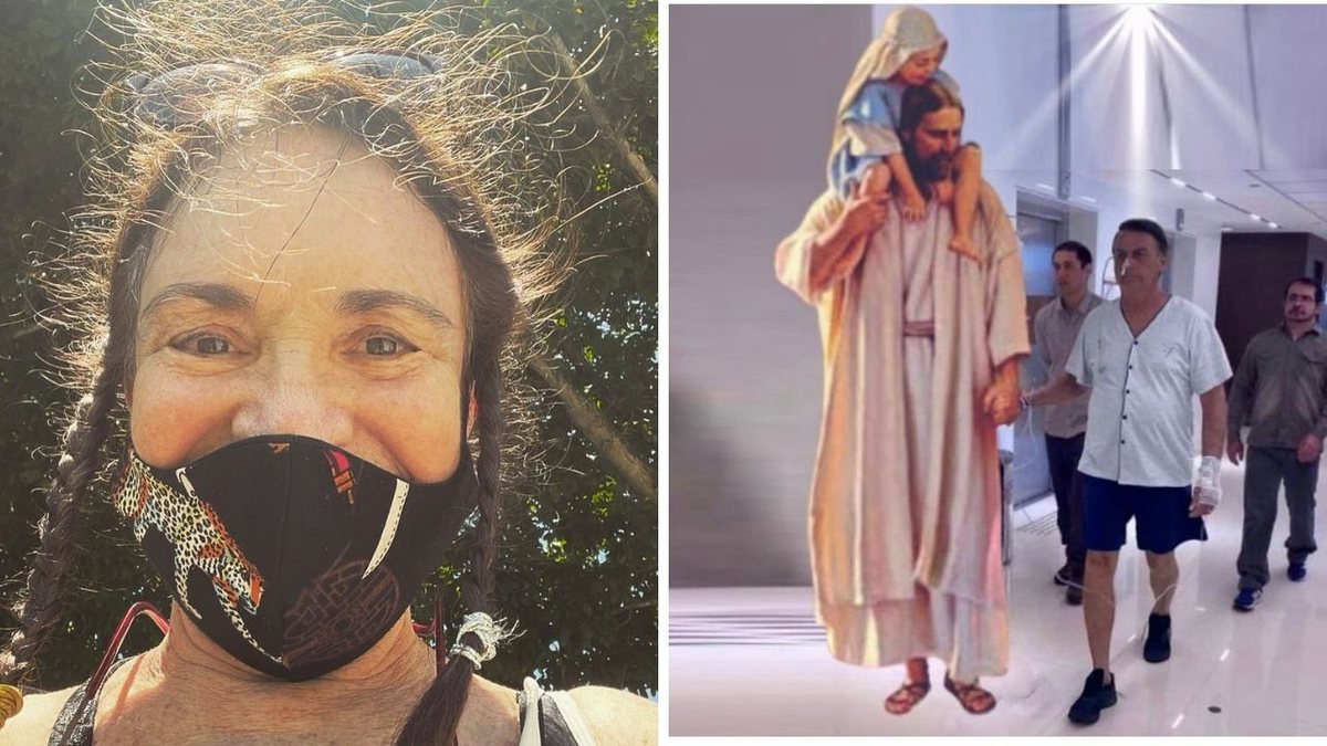 No Instagram, a atriz compartilhou uma fotomontagem em que o presidente aparece segurando a mão de Jesus e garantiu que imagem não é falsa